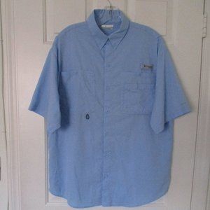 Columbia PFG Mens S/S Powder Blue Active Fishing Shirt NWOT - Size Medium